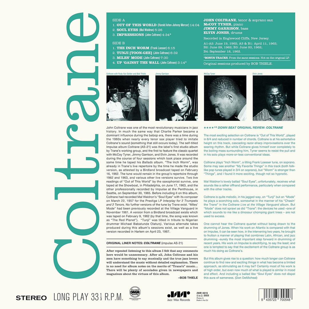 John Coltrane - Coltrane (1962 LP) - 180g Vinyl with Bonus Tracks - High-Definition Audiophile Pressing