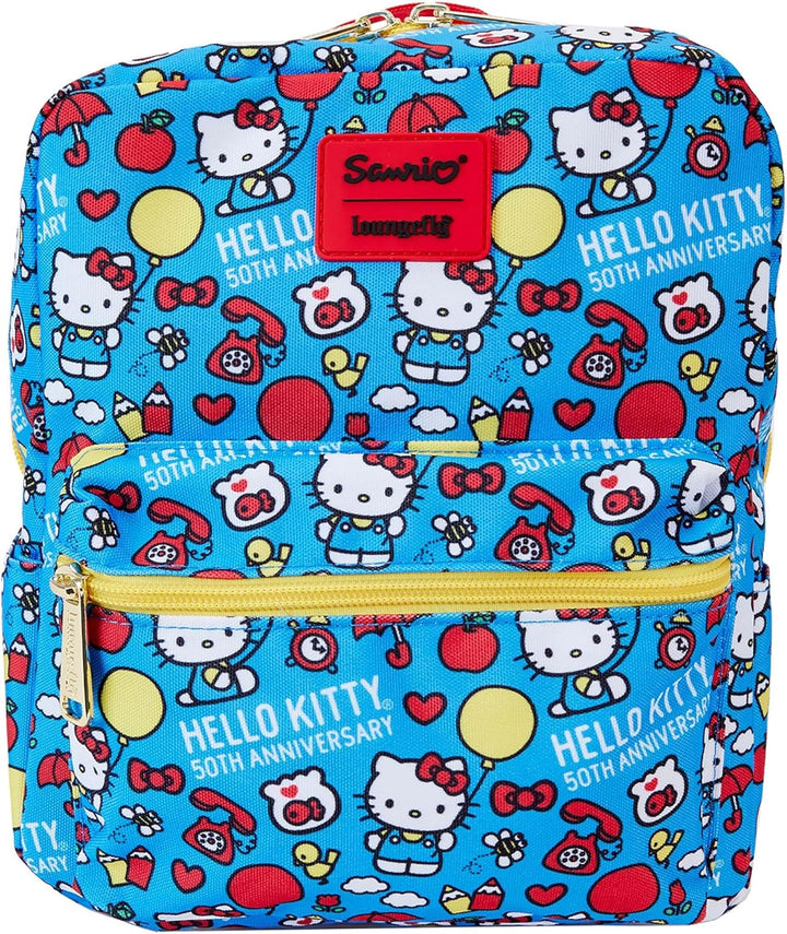 Loungefly Hello Kitty 50th Anniversary Classic AOP Nylon Square Kids Mini Backpa