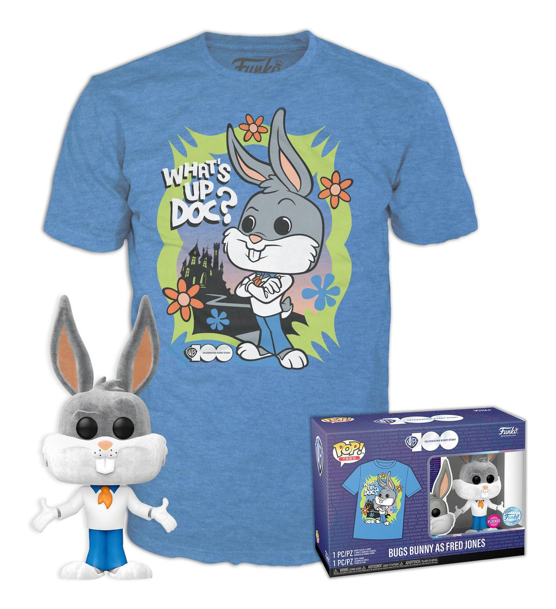 Funko POP! &amp; T-Shirt: WB100 – Bugs Bunny Fred Bunny als Fred – beflockt – klein – (S) –