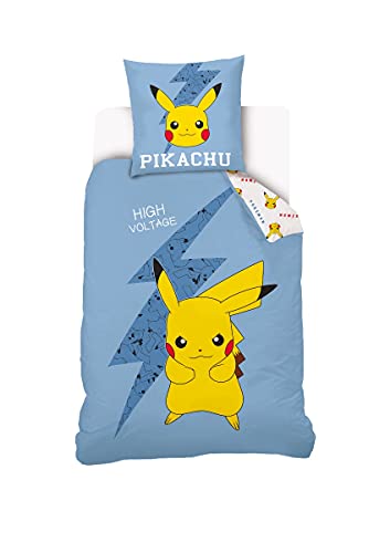 Wendebettwäsche-Set für Kinder, Pokemon – Pikachu – Bettbezug 140 x 200 cm +