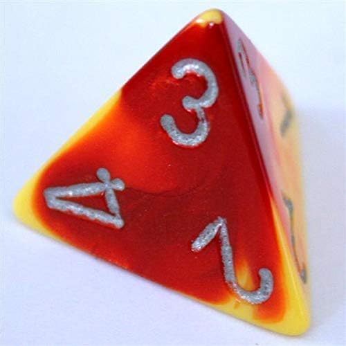 Chessex Chx26450 Dice-Gemini Red-Yellow/Silver Set, One Size