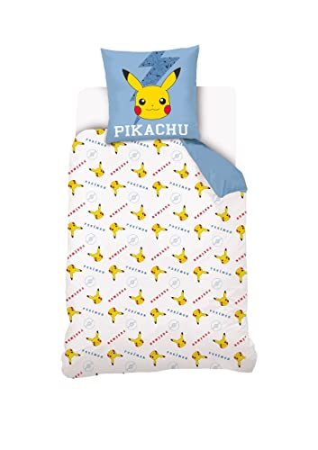 Wendebettwäsche-Set für Kinder, Pokemon – Pikachu – Bettbezug 140 x 200 cm +