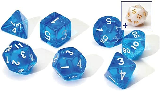 Sirius-Würfel – Durchscheinende blaue RPG-Würfel – 7er-Set