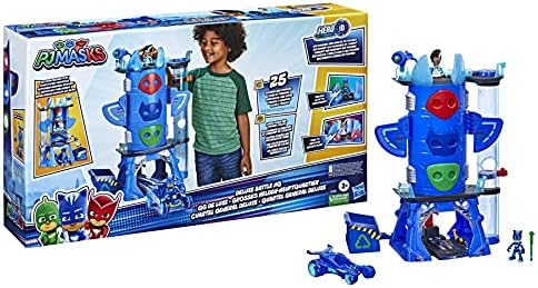 PJ MASKS F2101 Deluxe Battle HQ Vorschulspielzeug, Hauptquartier-Spielset mit 2 Actionfiguren und Fahrzeug für Kinder ab 3 Jahren