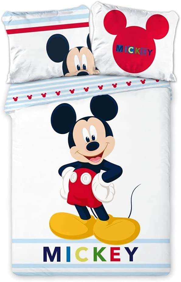 Bettwäsche aus Bio-Baumwolle Mickey Mouse – Wendebettbezug 140 x 200 cm + Pi