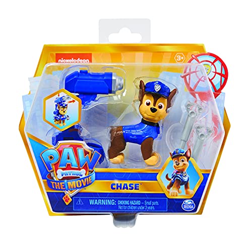 Paw Patrol, Chase-Actionfigur zum Sammeln aus dem Film mit Clip-on-Rucksack und 2 Pr