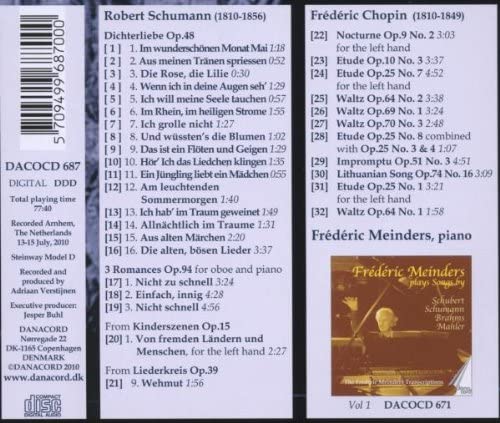 MEINDERS/SCHUMANN/CHOPIN – Theaterstücke Shumann &amp; Chopin [Audio CD]