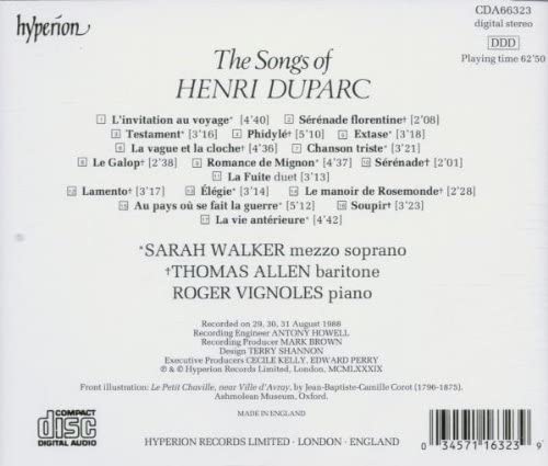 Sarah Walker – The Songs Of Henri Duparc (The Hyperion French Song Edition) [Audio CD]