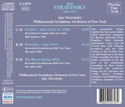 Strawinsky: Ballets (Rite Of Spring/ Firebird) (Naxos Historical: 8112070) [Audio CD]