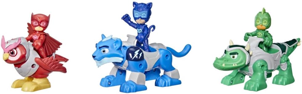 PJ MASKS Animal Power Hero Animal Trio Vorschulspielzeug, Actionfigur und Fahrzeug