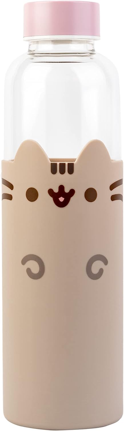 Grupo Erik Pusheen Glass Water Bottle - 500ml / 17oz - Glass Bottle - Hot&Cold Water Bottle