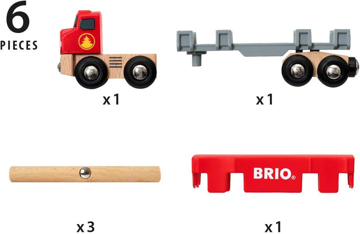 BRIO World Lumber Truck für Kinder ab 3 Jahren – kompatibel mit allen BRIO Eisenbahnsets und Zubehör