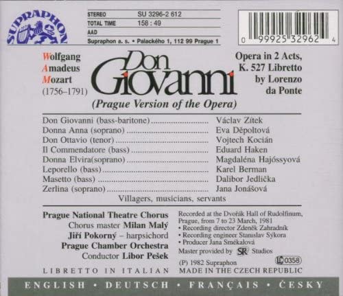 Mozart, Wolfgang Amadeus - Mozart: Don Giovanni (Prague version) [Audio CD]