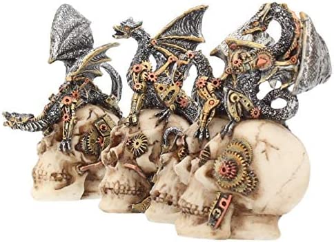 Nemesis Now U3830K8 Mind Machines 10,5 cm großes Set mit 4 Drachenschädelfiguren, weiß