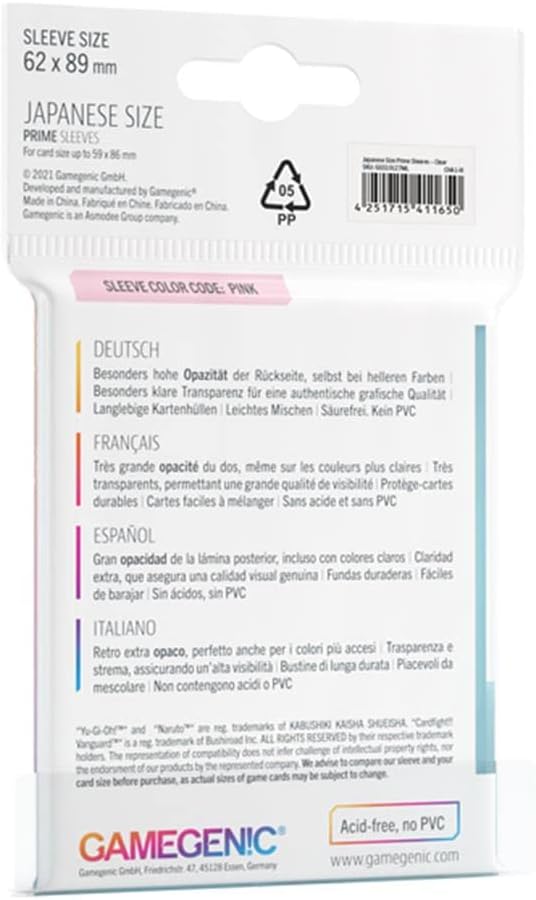 Prime Japanese Sized Sleeves Clear - Multi-Language (Includes Spanish)