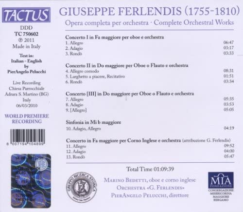 PierAngelo Pelucchi - Giuseppe Ferlendis: Complete Orchestral Works [Audio CD]
