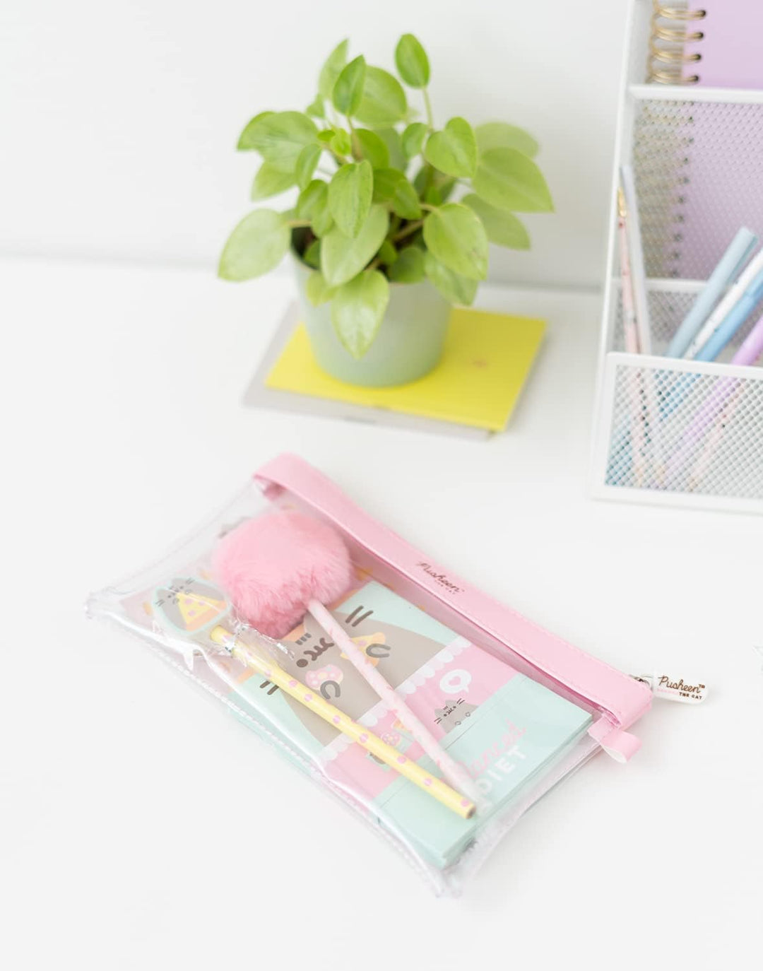 Grupo Erik Pusheen Pencil Case Stationery Set, Writing Set with Pen, Pencil With Eraser Topper