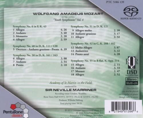 Wolfgang Amadeus Mozart – Jugendsinfonien Bd. 4 (Marriner, Asmif) Hybrid] [Audio CD]