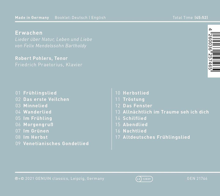 Erwachen [Robert Pohlers; Friedrich Praetorius] [Genuin Classics: GEN21746] [Audio CD]