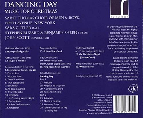 Saint Thomas Choir of Men &amp; Bo – Dancing Day: Musik für Weihnachten [Audio-CD]