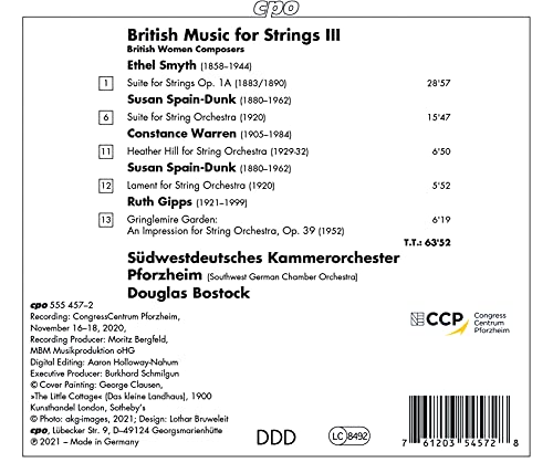 Südwestdeutsches Kammerorchester Pforzheim - British Music Strings Vol.3 [Südwestdeutsches Kammerorchester Pforzheim; Douglas Bostock] [Cpo: 555457-2] [Audio CD]