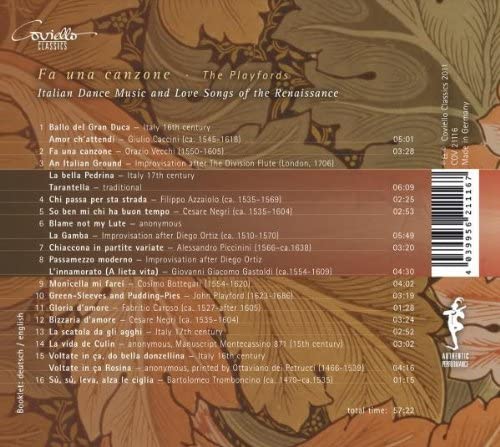 Giulio Caccini - Fa Una Canzone: Italienische Tanzmusik der Renaissance [Audio-CD]