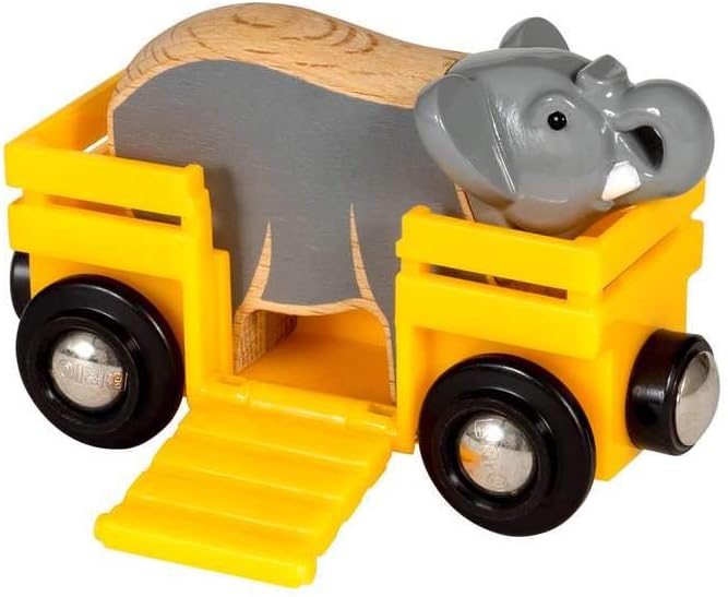 BRIO World Safari Elefanten- und Wagenzug für Kinder ab 3 Jahren – kompatibel mit allen BRIO Eisenbahnsets und Zubehör