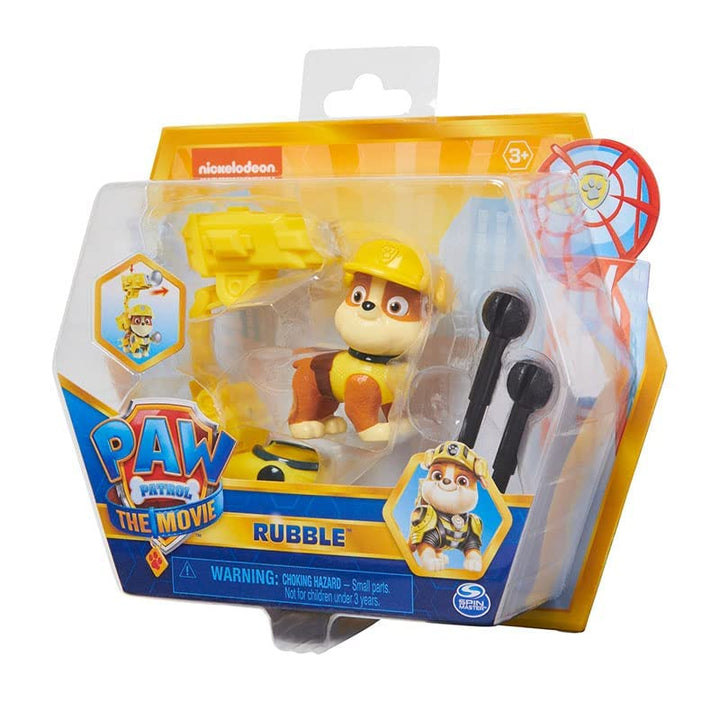 PAW Patrol, Rubble-Actionfigur zum Sammeln aus dem Film mit Clip-on-Rucksack und 2 P