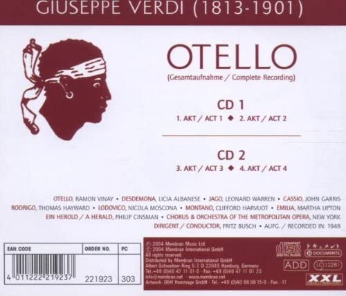 Giuseppe Verdi: Otello – Historische Gesamteinspielung [Audio-CD]