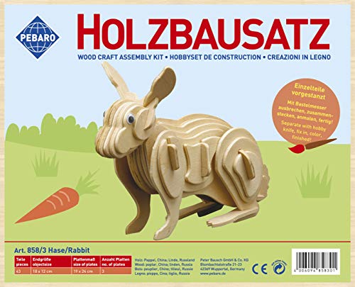 Siva Toys Siva Toys858/3 Holzbau-Kaninchen, Mehrfarbig