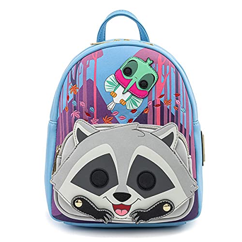 Loungefly POP Disney Pocahontas Meeko Flit Earth Day Damen-Schultertasche mit doppeltem Riemen