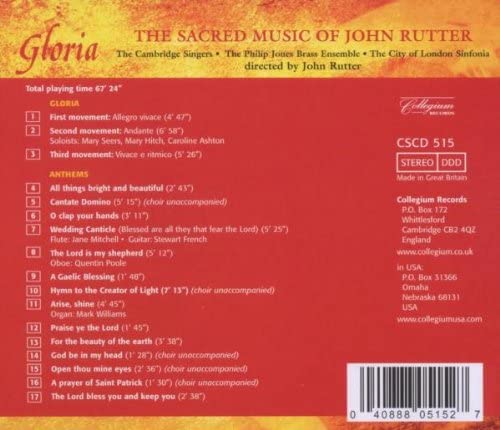 Rutter, J. - Rutter - Gloria - Geistliche Chorwerke [Audio-CD]