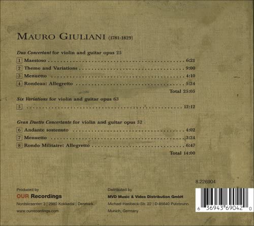 Mauro Giuliani - Giuliani - Werke für Violine und Gitarre [Audio-CD]