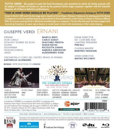 Verdi: Ernani (Parma Festival 2005) (Berti/ Guelfi/ Prestia/ Neves/ Orchestra e Coro del Teatro Regio di Parma/ Antonello Allemansi/ Pier' Alli) (C-Dur: 720904) [2012] [Region A &amp; B] [Blu -Strahl]