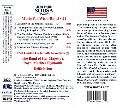 Sousa: Musik für Bläser Vol. 22 [Die Band der Royal Marines Ihrer Majestät Plymouth; [Audio-CD]