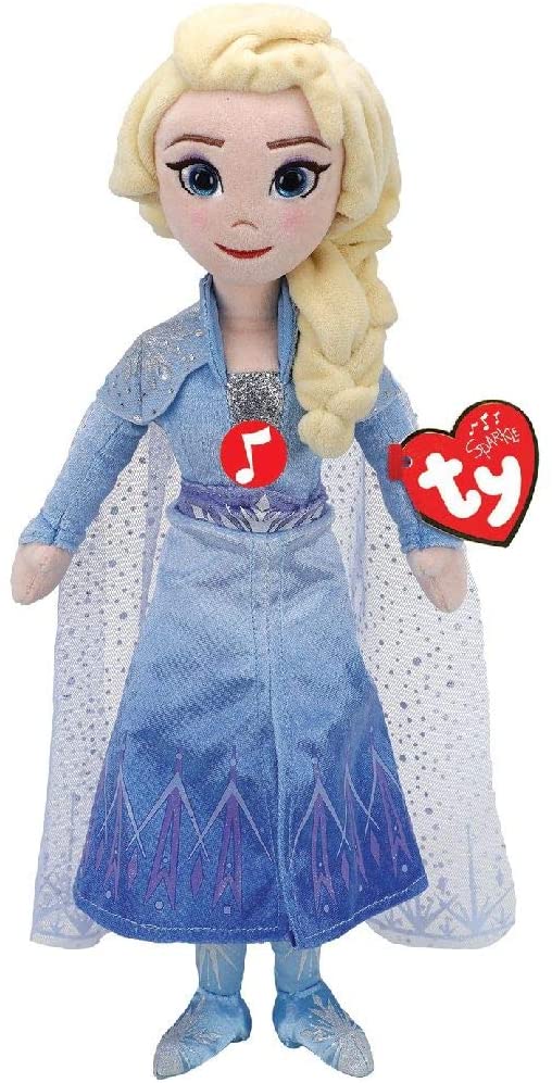 TY T02406 Frozen 2-Disney Princess Queen ELSA W/Sound-Beanie-MED, Mehrfarbig