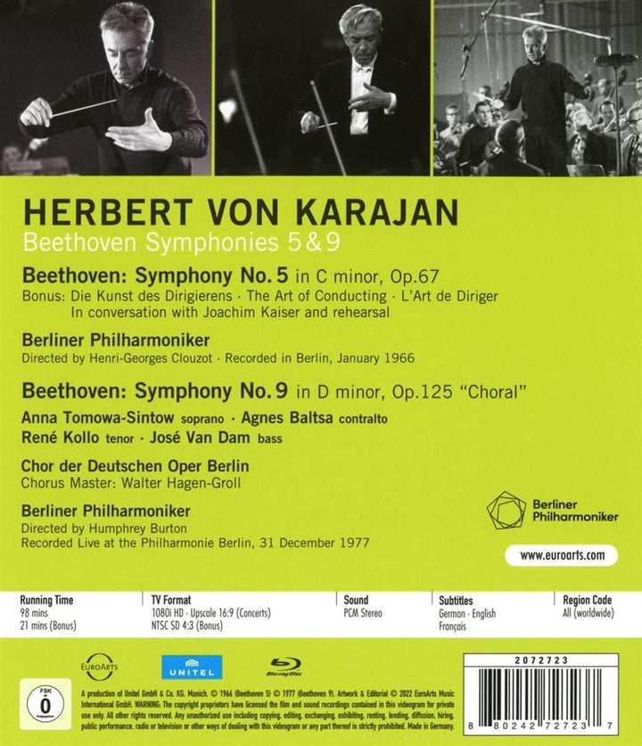 Herbert von Karajan - Beethoven-Symphonien Nr. 5 und 9 [2022] [Blu-ray]