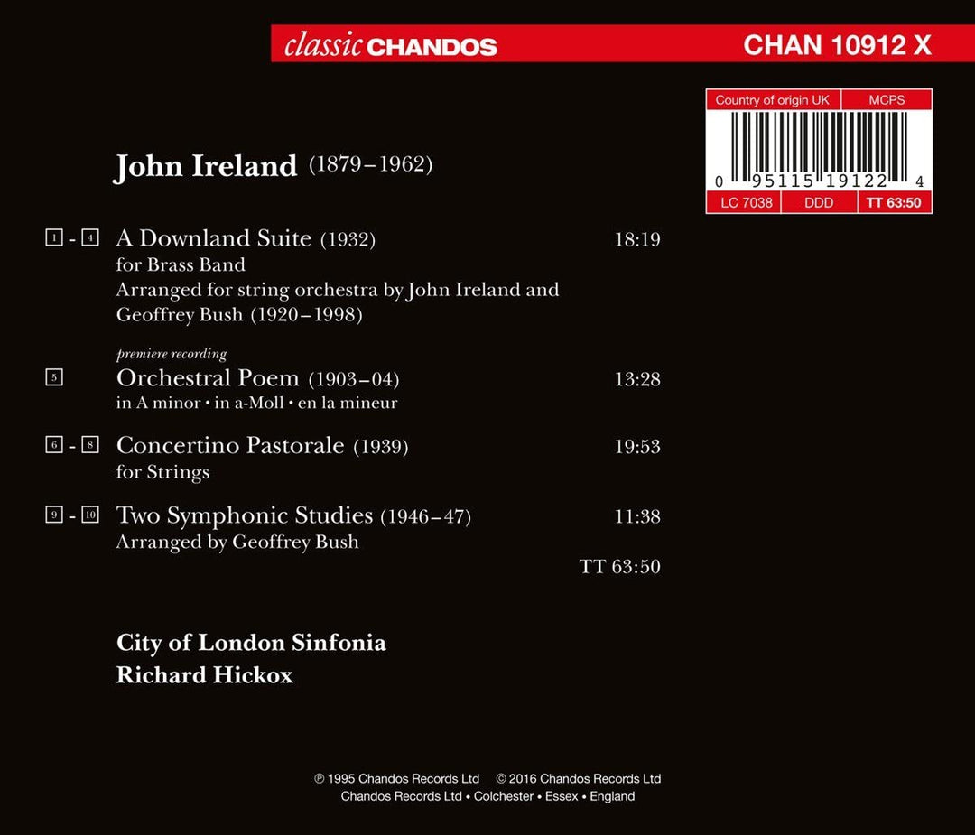 City of London Sinfonia - Ireland:A Downland Suite [City of London Sinfonia ,Richard Hickox] [CHANDOS: CHAN10912X] [Audio CD]