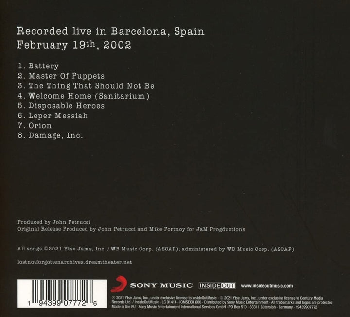 Dream Theater – Lost Not Forgotten Archives: Master of Puppets – Live in Barcelona, ​​2002 [Audio-CD]