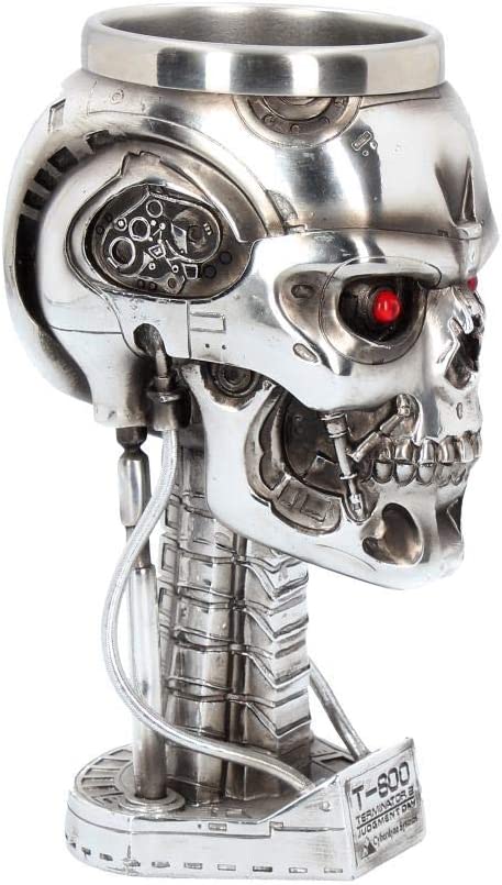 Nemesis Now Terminator-Kopf-Kelch, 17 cm, Silber, Kunstharz mit Edelstahleinsatz, 1 Stück (1 Stück)