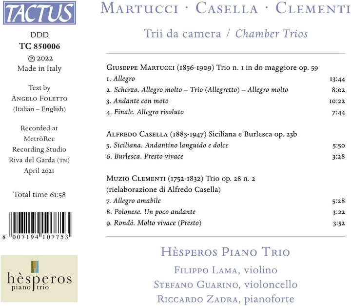 Kammertrios [Hèsperos Klaviertrio] [Tactus: TC 850006] [Audio CD]