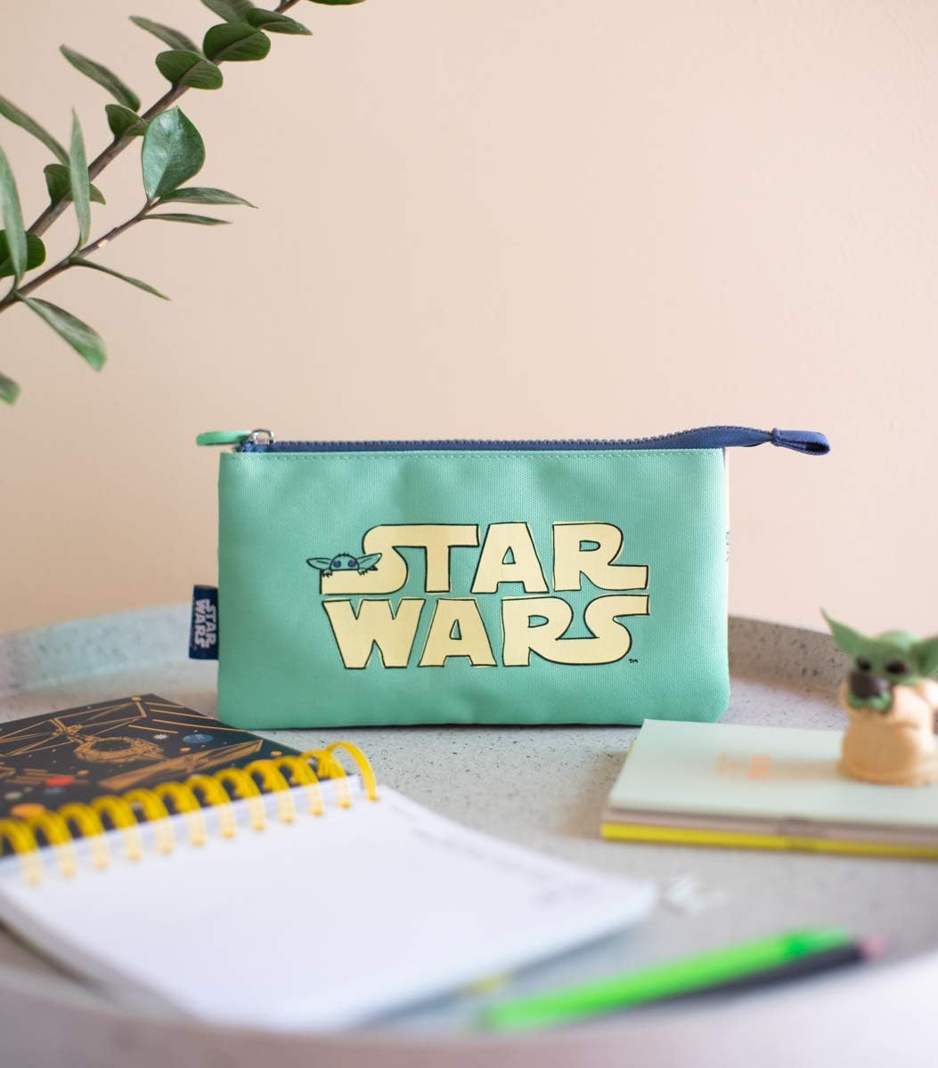 Grupo Erik Star Wars The Mandalorian Pencil Case | 3 Compartments Kids Pencil Case I Cosmetic Case