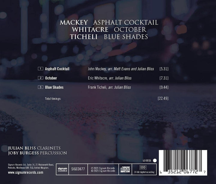 Whitacre / Burgess – Mackey: Asphalt Cocktail/Whitacre: October/Ticheli: Blue Shades [Audio CD]