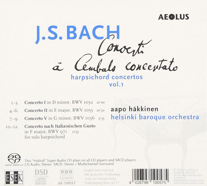 Johann Sebastian Bach: Concerti a Cembalo Concertato, Bd. 1 - [Audio-CD]