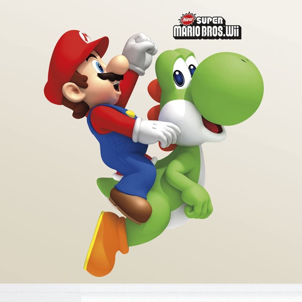 RoomMates RMK1918GM Yoshi/Mario Peel & Stick Giant Wall Decals, 23" x 32"