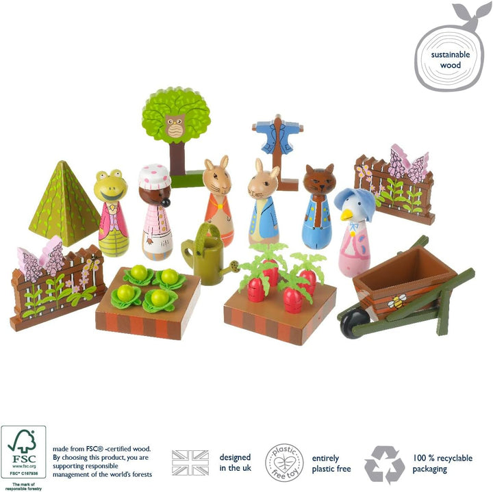 Peter Rabbit Toys - Peter Rabbit Figures, Wooden Small World Animals - Play Figure Playsets