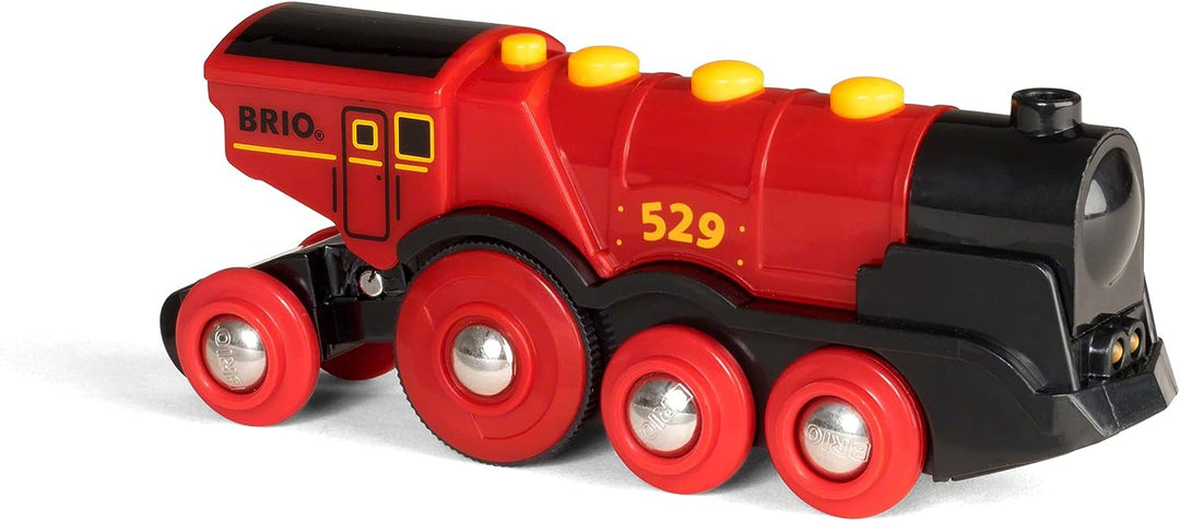 BRIO World Mighty Red Action Lokomotive, batteriebetriebener Zug für Kinder ab 3 Jahren – kompatibel mit allen BRIO Eisenbahnsets und Zubehör