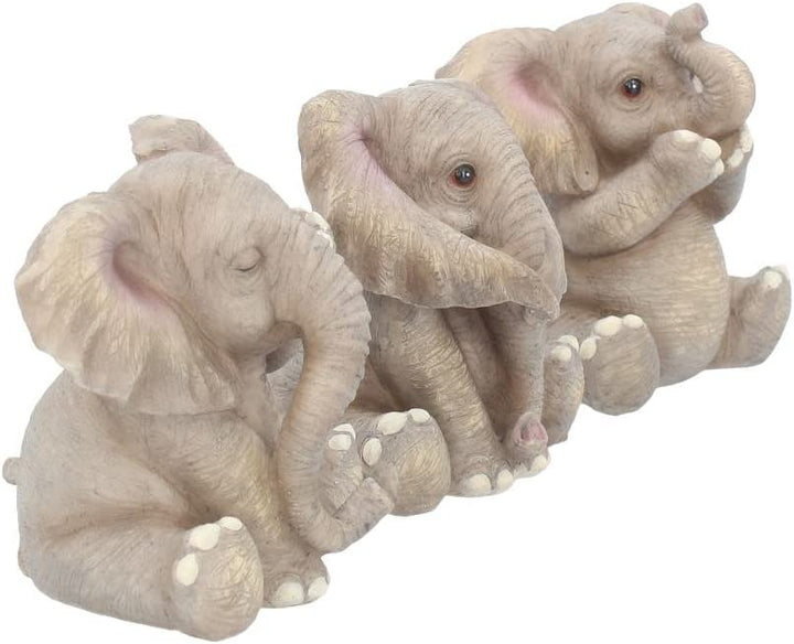 CIME Home Three Baby Elephants Figurine 8cm Grey