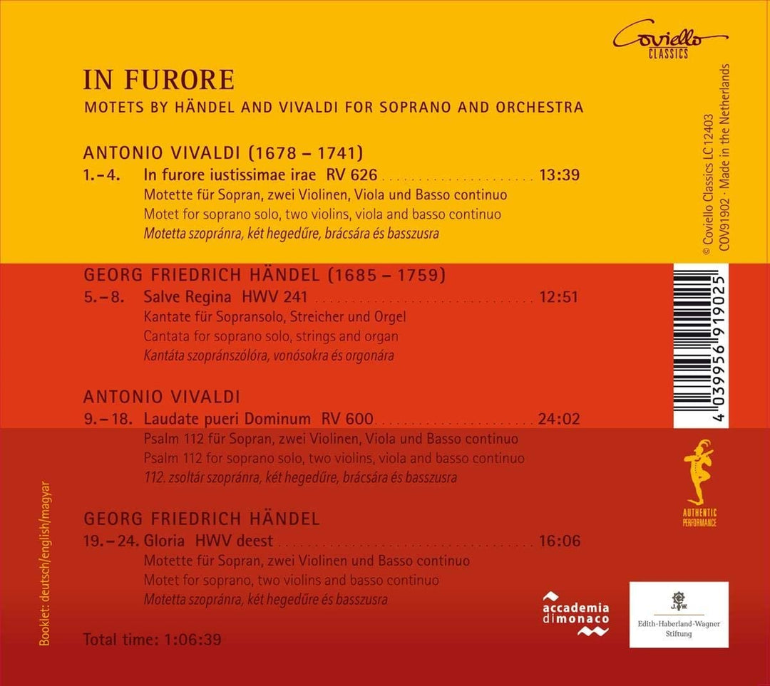 Reka Kristof – IN FURORE Motetten von Händel &amp; Vivaldi [Audio-CD]