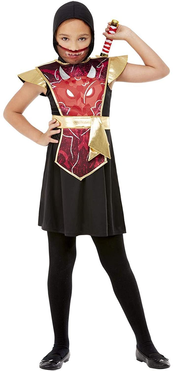 Smiffys Ninja-Krieger-Kostüm für Mädchen, Smiffys Ninja-Krieger-Kostüm, Alter 10–12